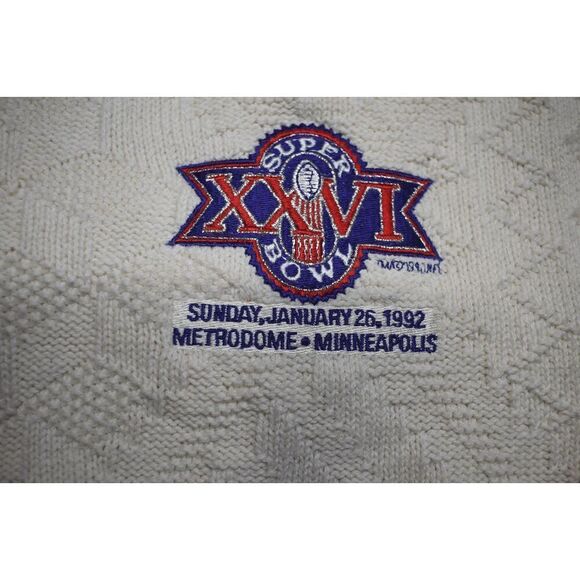Vintage Nutmeg Mills Super Bowl XXVI Sweater - 1992 NFL Team Crewneck, Size XL - Picture 3 of 8